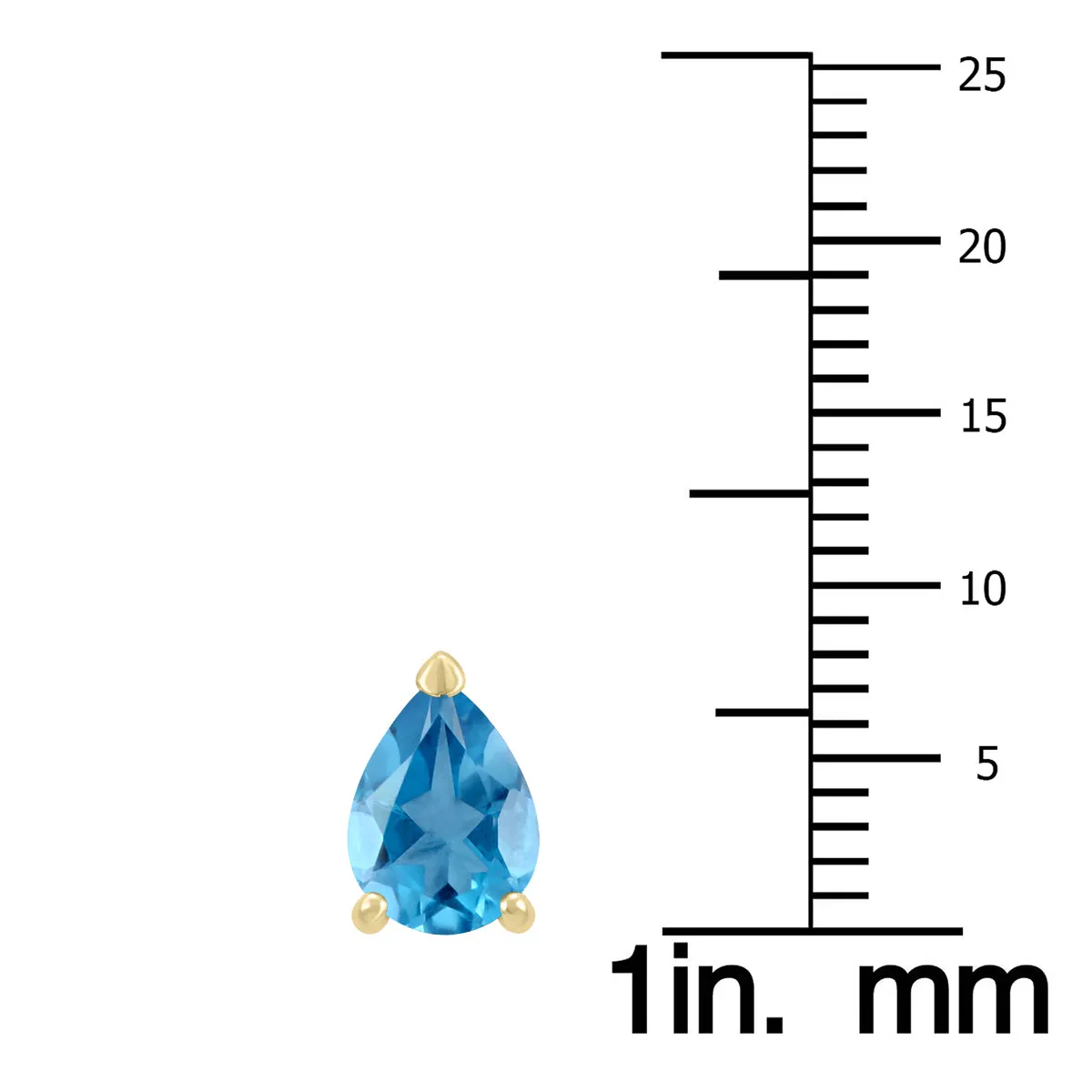 14K Yellow Gold 7X5Mm Pear Blue Topaz Earrings
