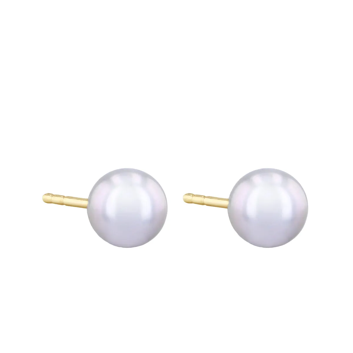 6-6.5mm Round Grey Cultured River Pearl Stud Earrings | 9K Yellow Gold