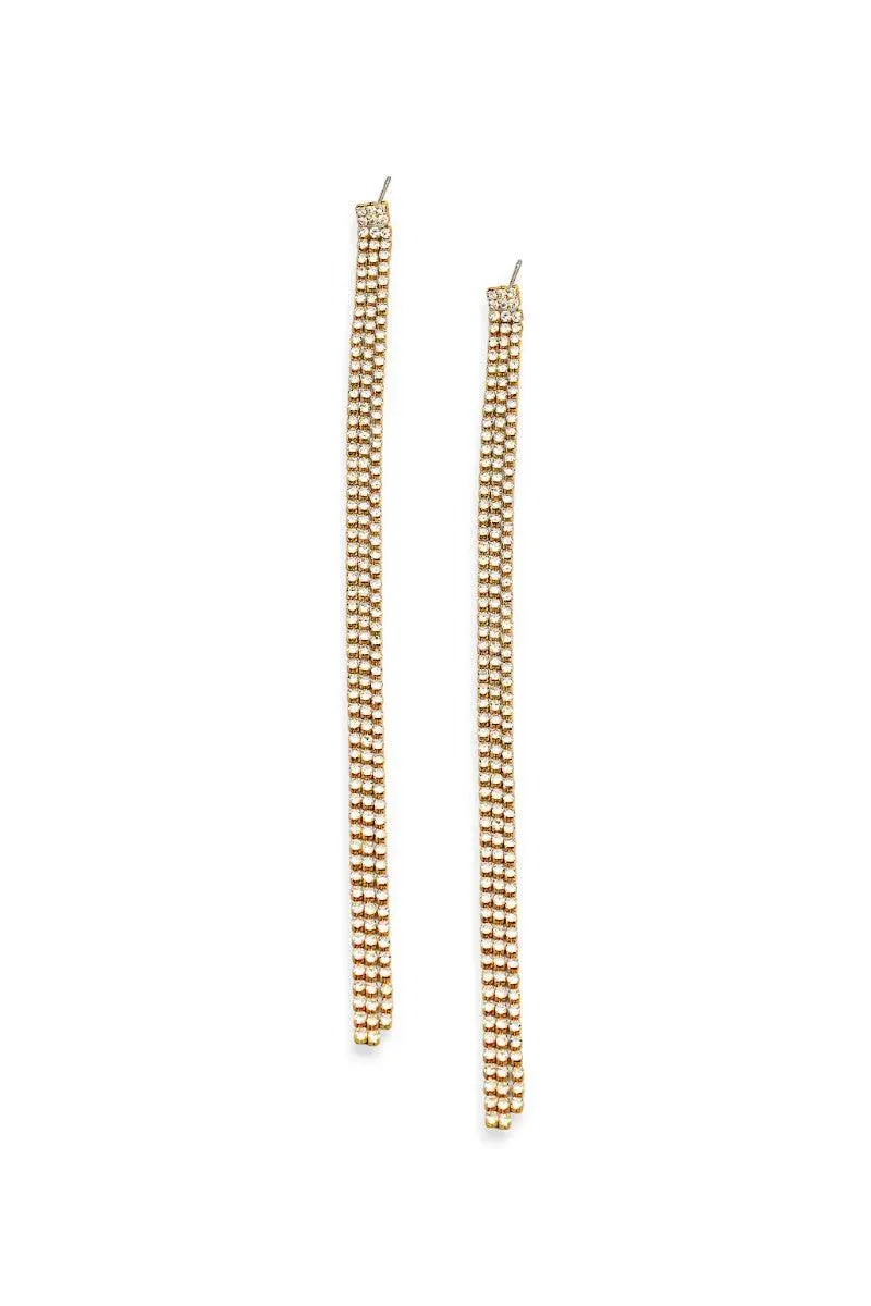 Elegant Drop 3 Layer Rhinestone Fringe Dangle Earrings