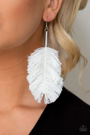Paparazzi Earring ~ Hanging by a Thread - White