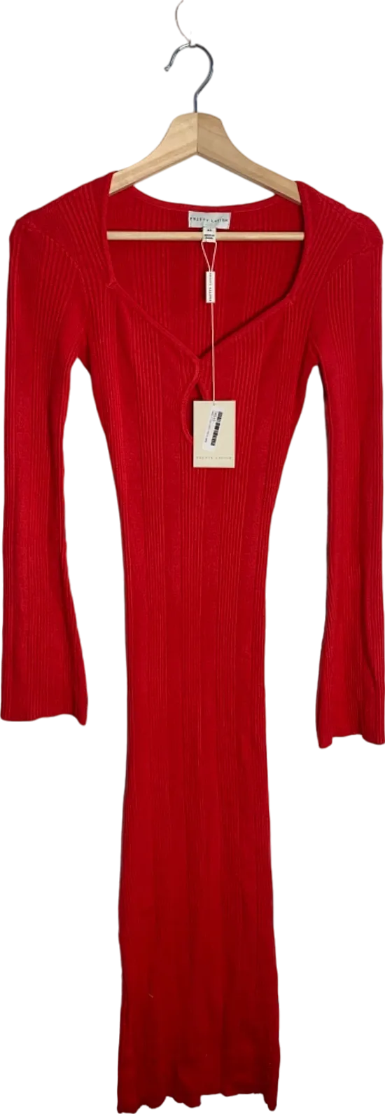 Pretty Lavish Scarlet Red Lana Sweetheart Neck Knit Dress XS